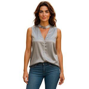 Acrobat 100% Silk Blouse Silver Size S